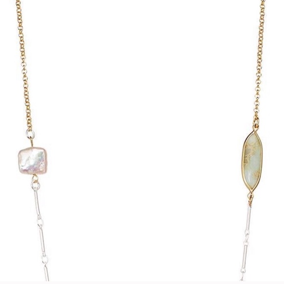 Lucky Brand Long Pearl And Amazonite Necklace - Picture 3 of 7